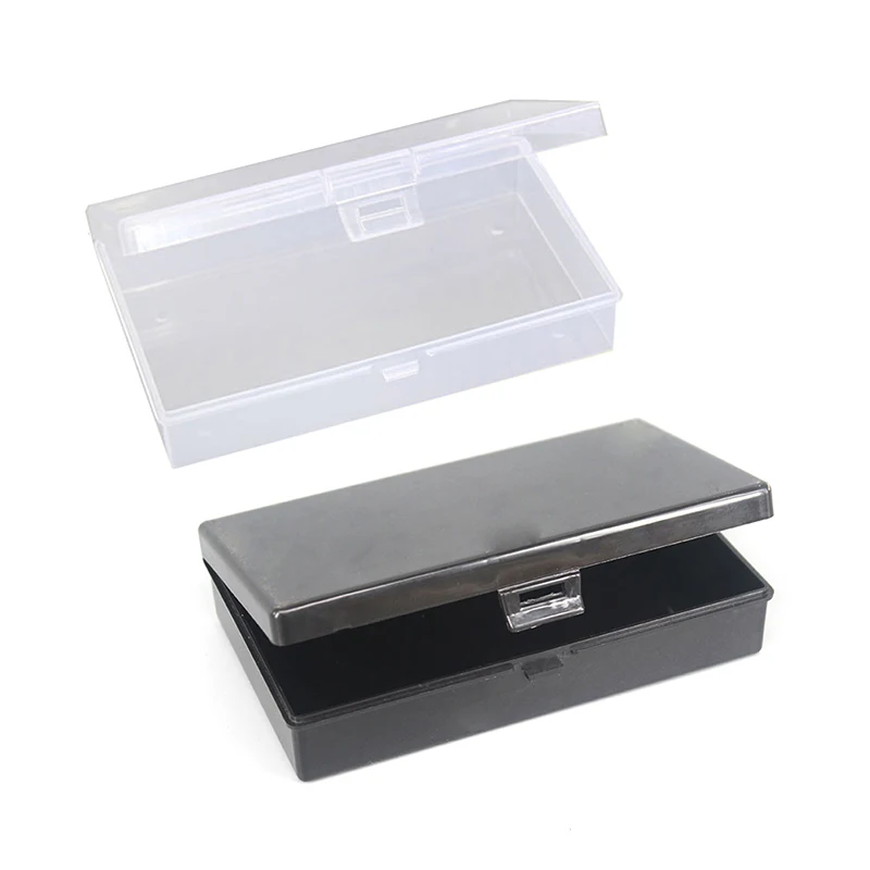 1pc Transparent Plastic Storage Box Rectangle Organizer Desktop Container Snap Dustproof Durable Jewelry Case