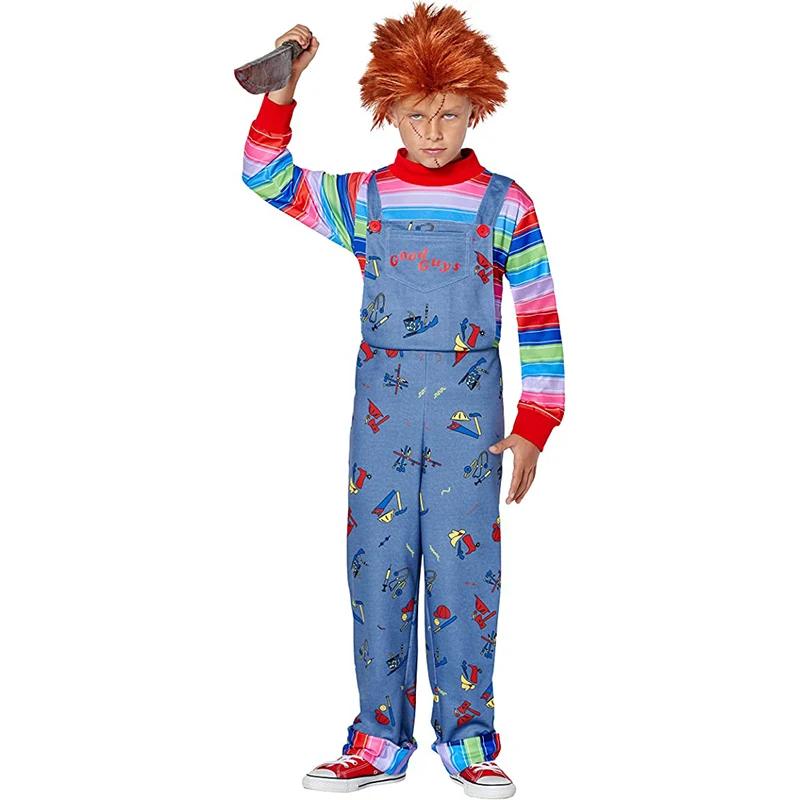 2023 Purim Halloween Costume Child Play Horror Ghost Doll Killer Cosplay Fancy Dress Up Toddler Chucky Costume