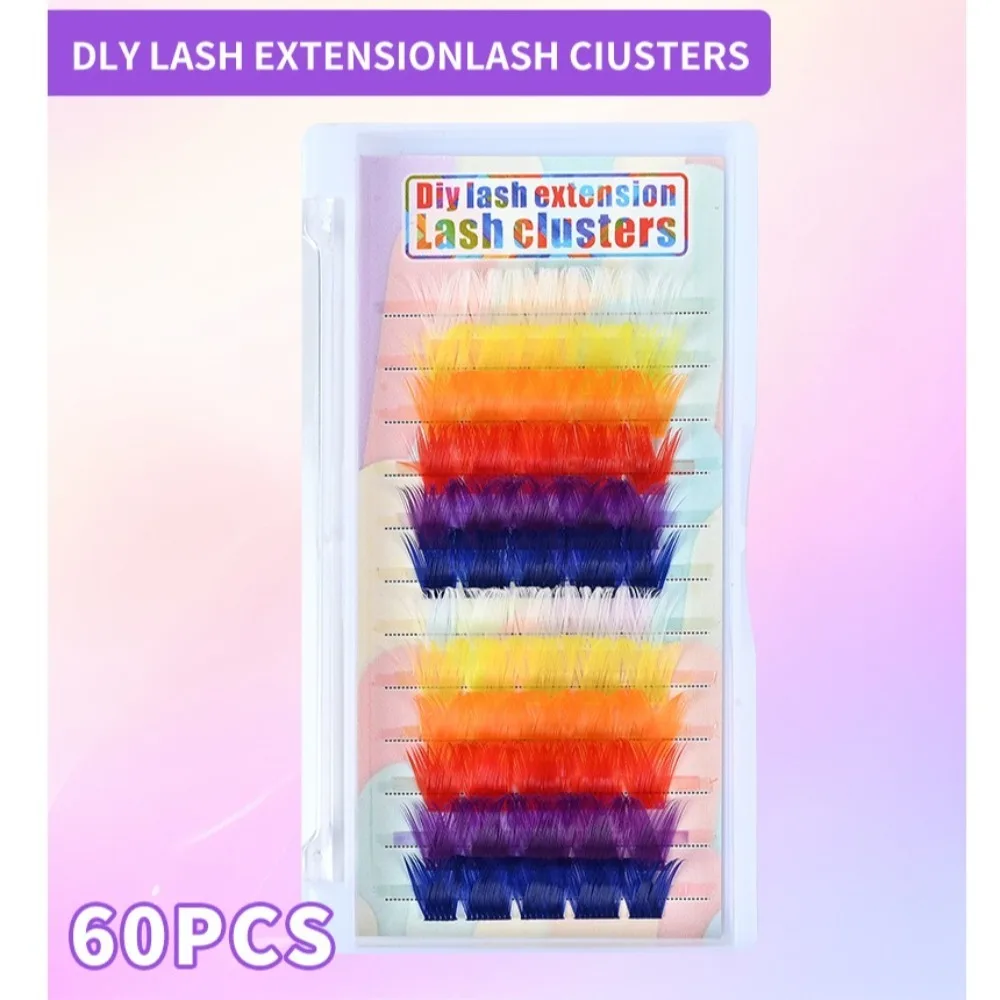 60pcs INS Mix Kleur Piekerige Spikes Manga Wimpers Zachte Krul Individuele Valse Wimpers Natuurlijke Make Up DIY Cluster Wimpers Vrouwen