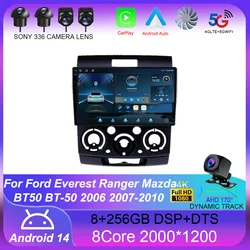 Android 14 Carplay Auto For Ford Everest Ranger Mazda BT50 BT-50 2006 2007-2010 Car Radio Multimedia Video Player Navigation GPS