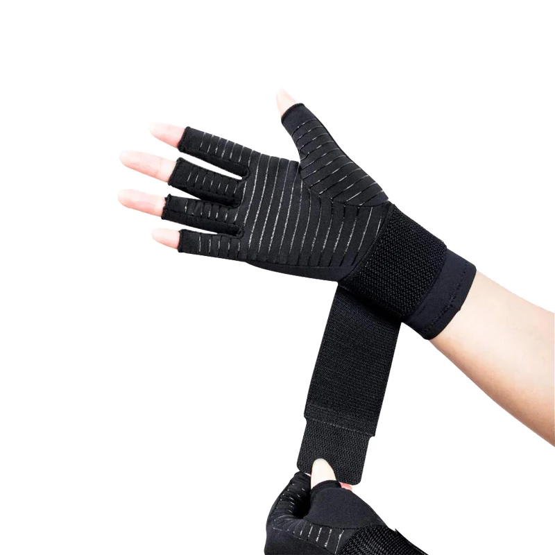 

Copper Compression Arthritis Gloves Open Finger Glove Hand Wrist Support for Carpal Tunnel Arthritis Tendonitis Hand Pain Relief