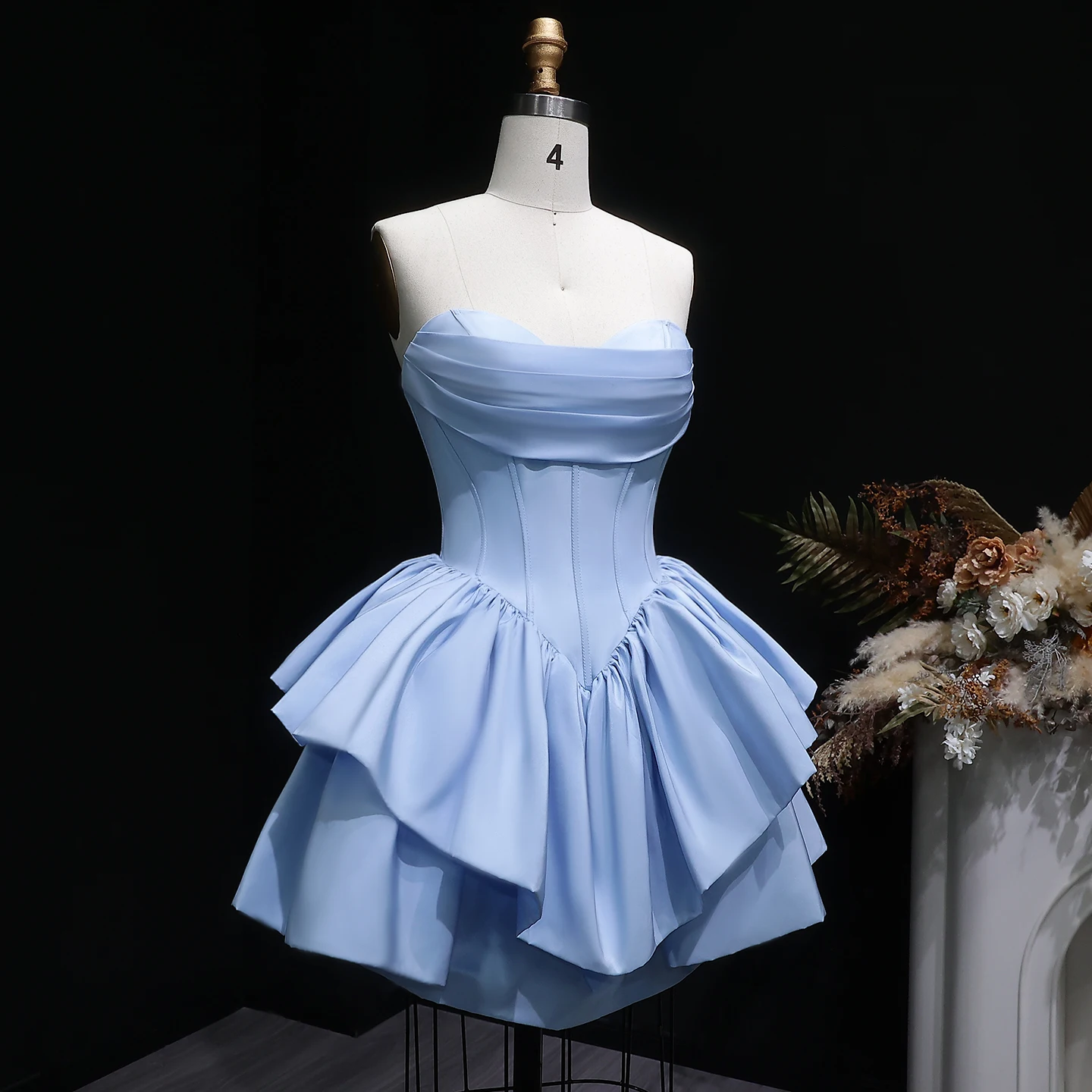Sharon Said Fuchsia Sweetheart Homecoming Dress Corset Satin Tiered Ruffle Dubai Mini Cocktail Prom Party Gowns RM142 Customized – Detail 13
