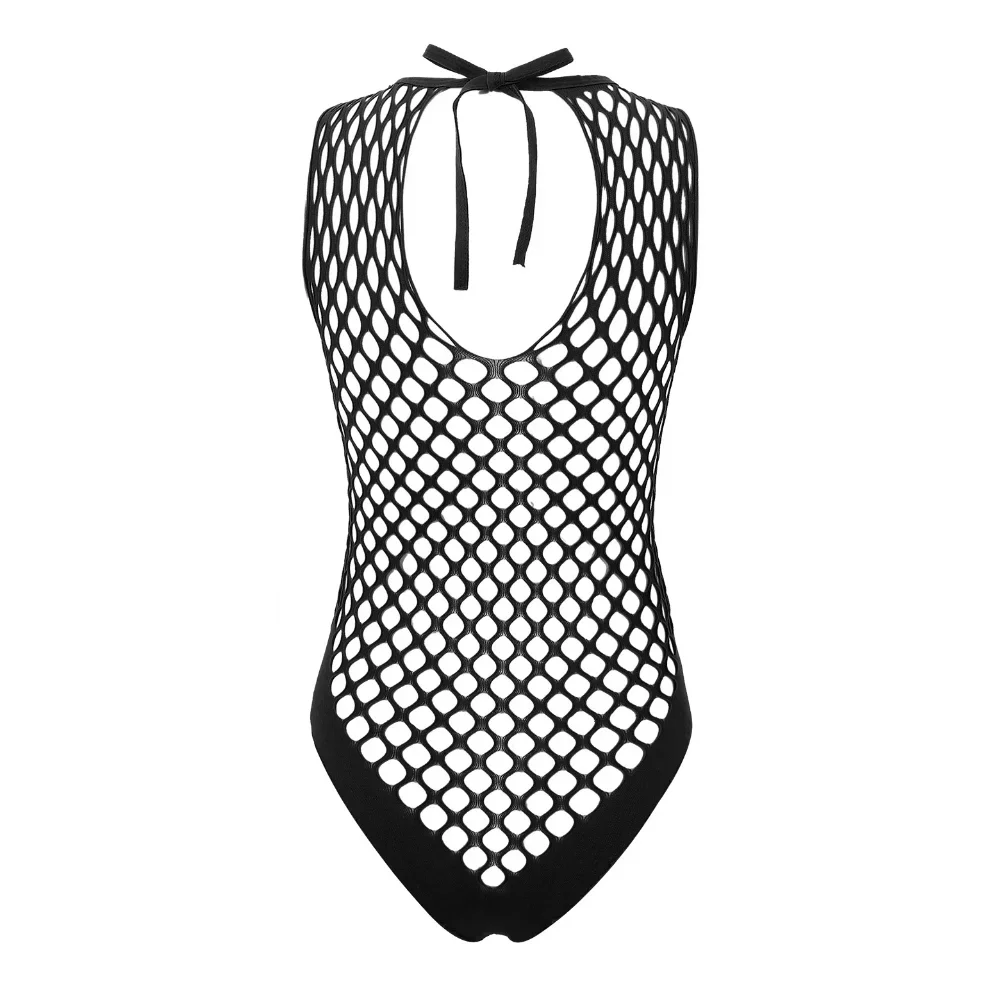 Women's See-Through Fishnet Jumpsuit - close-up view
