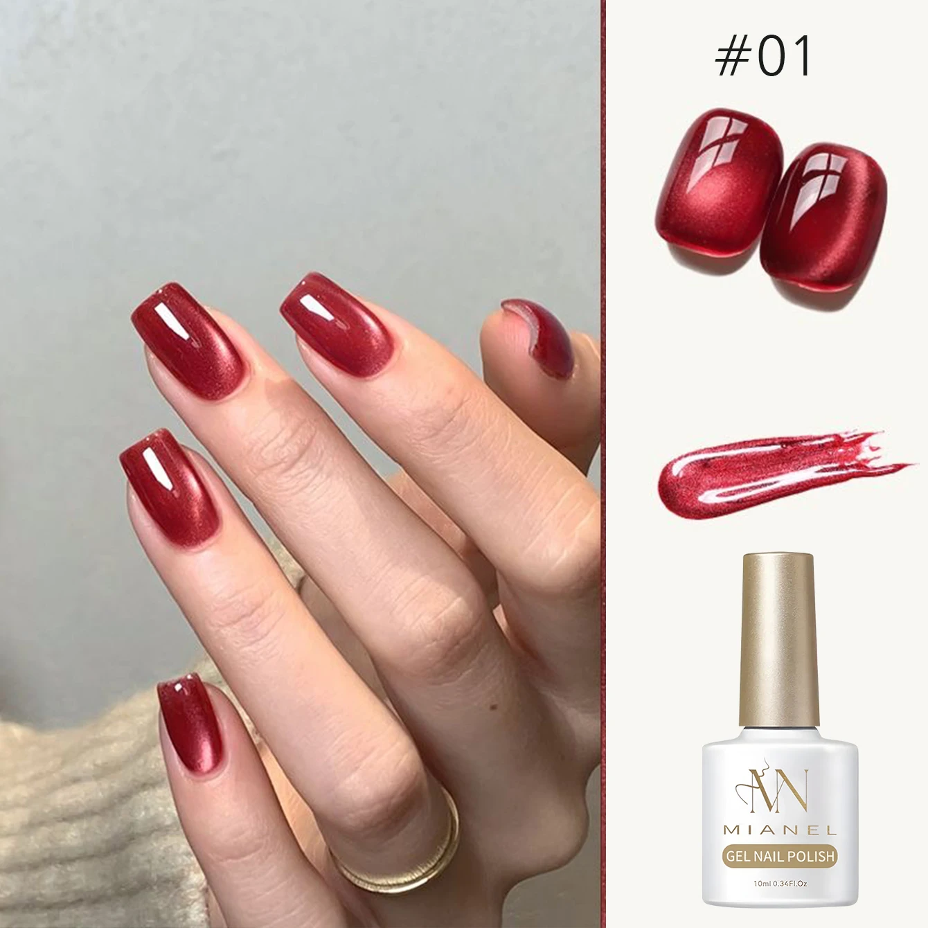 10ML Autunno Inverno Lucky Red Cat Eye Gel Polish Ciliegia Scuro Vino Rosso Glitter Diamante Sparkle Piccione Rosso Sangue Natale Nail Art