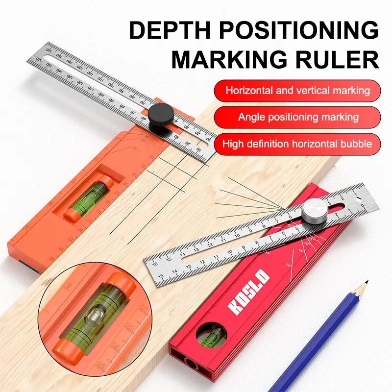 New Marking Protractor Multi Angle Ruler Foldable Depth Measuring Tool Gauge For Woodworking Leveling Posit