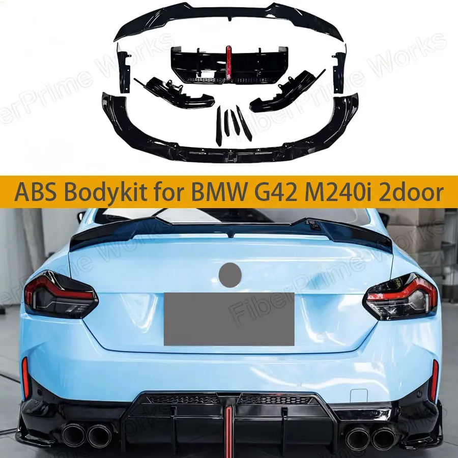 

For BMW 2 Series G42 M240i M235i M Sport 2022up Glossy Black Front Lip Rear Diffuser Bumper Side Skirt Trunk Spoiler Body kits