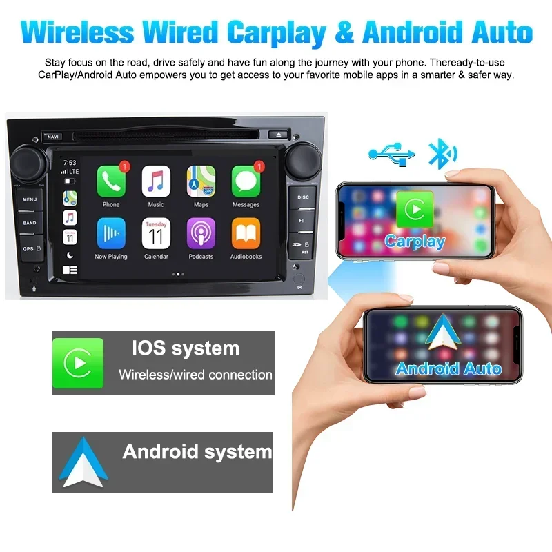 For Opel CD pay Astra Antara Vectra Corsa Zafira Meriva Vivaro Car Radio Multimedia Player GPS CarPlay CD DVD 2DIN Android14