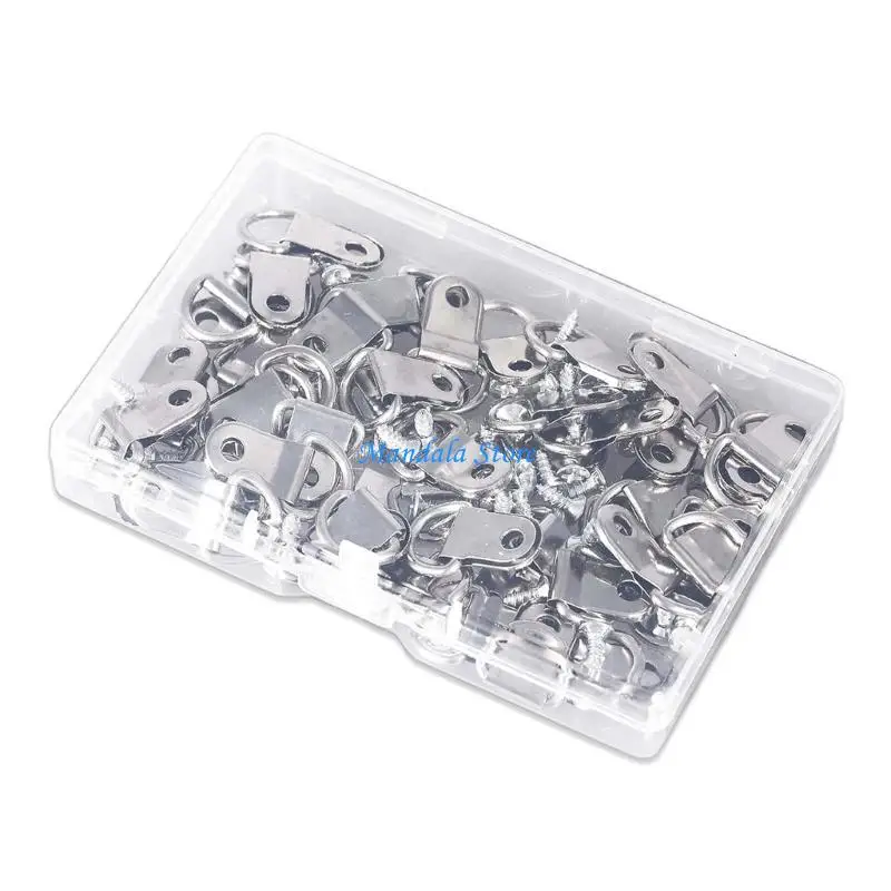 U2JC 100pcs Picture Hangers Strong Nickel Plated Frame Wire Set with Screws Canvas Hook Wall Bracket Hangers for Wall Decor