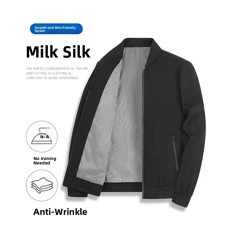 

Casual Loose Fit Thin Jaet Men's Baseball Sle Youth Large Size Spring Autumn New Model Long Sve Zipper Closure C...