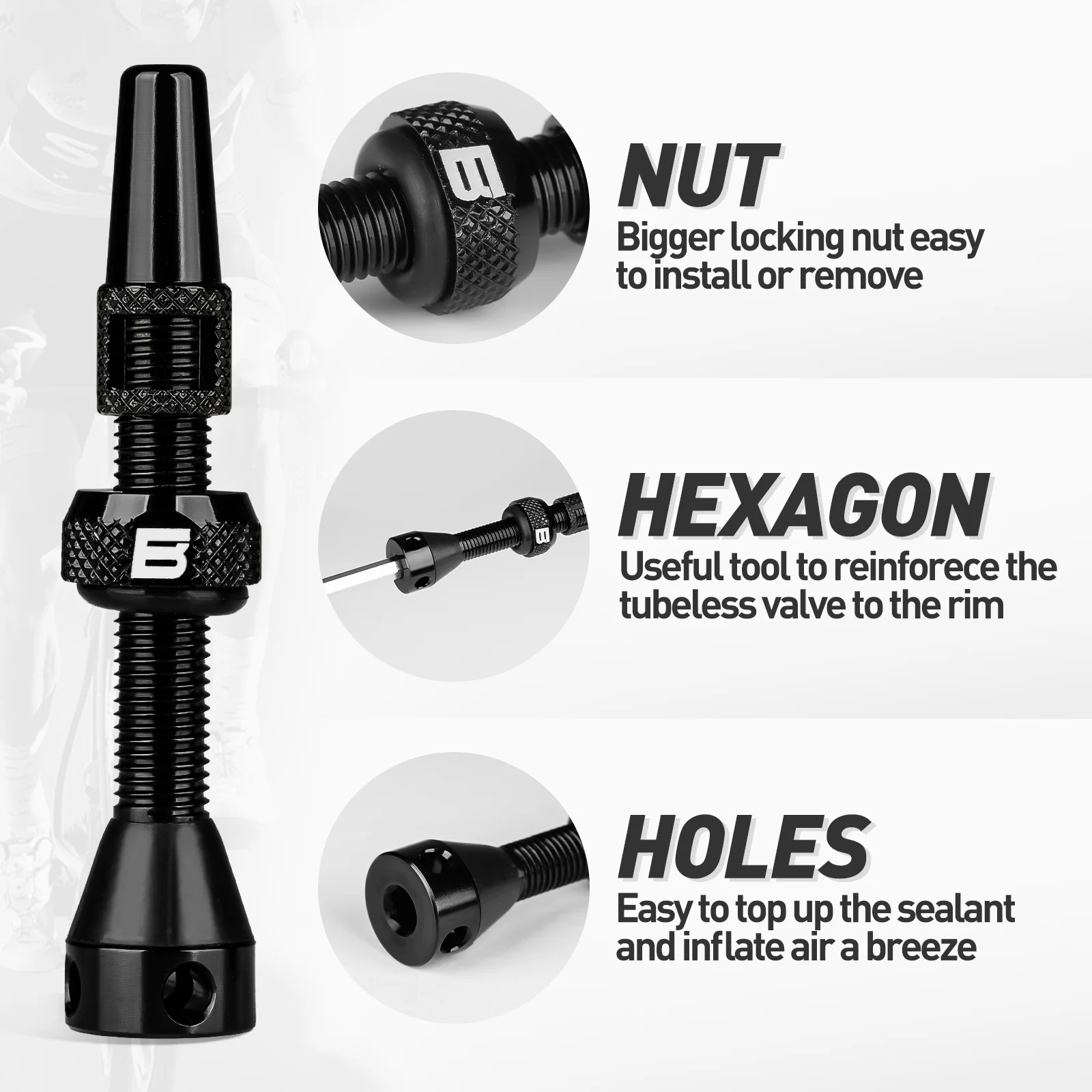 2 Pcs BWSHLF 40-100mm Super Light Alloy Tubeless Presta Valve Stems Kit for Tubeless Tire with Valve Core Remover Tool and Caps