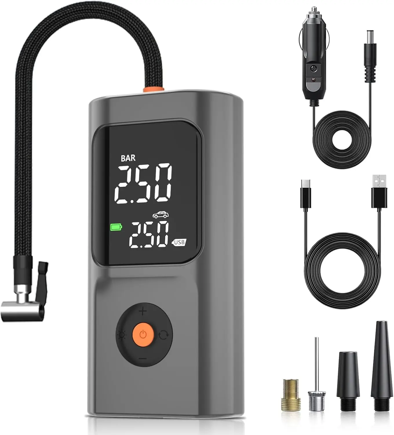 

Portable Tire Inflator 150PSI Air Pump with Digital Gauge, LED Light & Auto Shut-Off for Car, Bike, Motorcycle, Ball