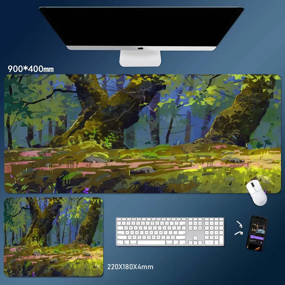 

Mouse Pad The Serene Forest Desk Mouse Pad Cute HD Desk Pad Extended Gaming Keyboard Mats Large XXL Gamer Mousepad 90x40