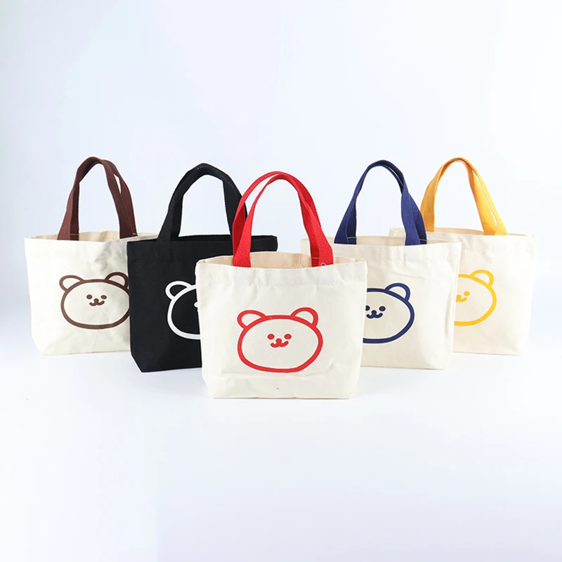 

Women Small Canvas Bag Bear Canvas Bag Gifts Storage Bags Tote Food Bag Lunch Bags Mini Tote Bag Mini Handbags