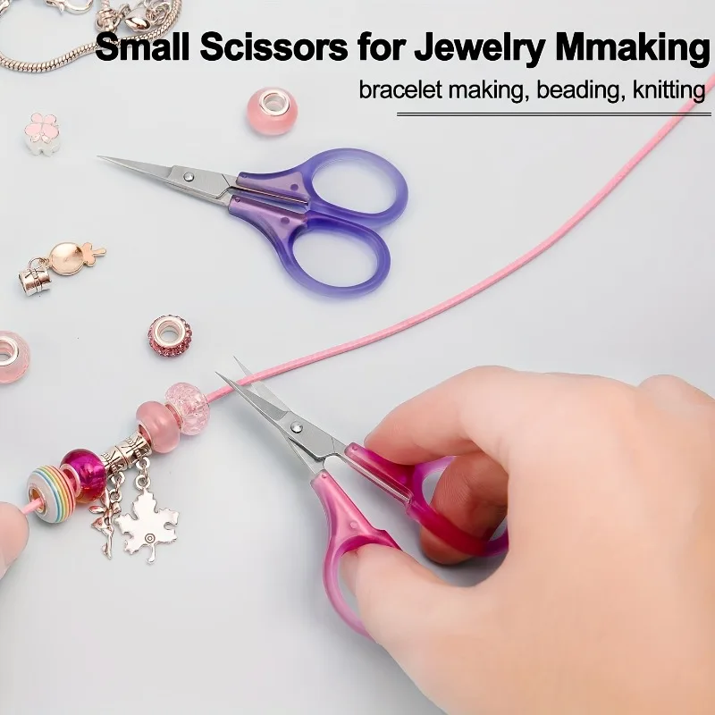 Sharp Stainless Steel Scissors with Purple Cover Durable Compact Craft Scissors for 14+