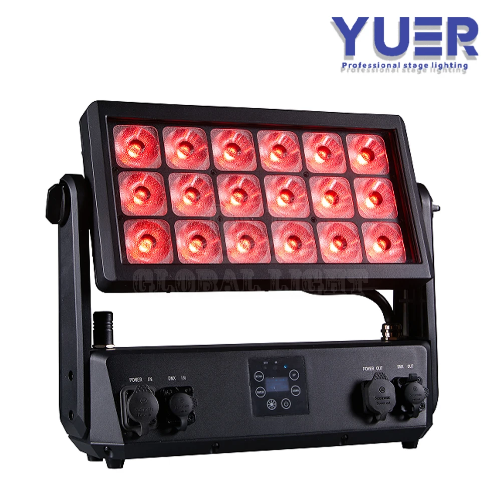 18x20W LED Flood Light 360W Battery moving head RGBWAUV 6in1 Spotlight 2700K-10000K Remote IP65 Uplighting Event Wedding YUER