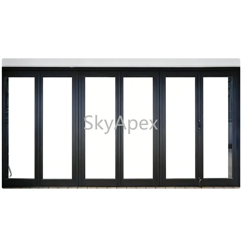Modern Exterior Space Saving Waterproof Large Ventilation Glass Folding Aluminum Alloy Bi-fold Doors for Apartment Villa Outdoor