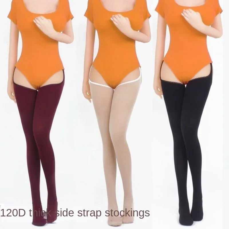 Spring 120D Sling Stockings Women Sexy Candy Color Thigh Socks High Waisted Side Suspender Stockings Not Strangling The Crotch