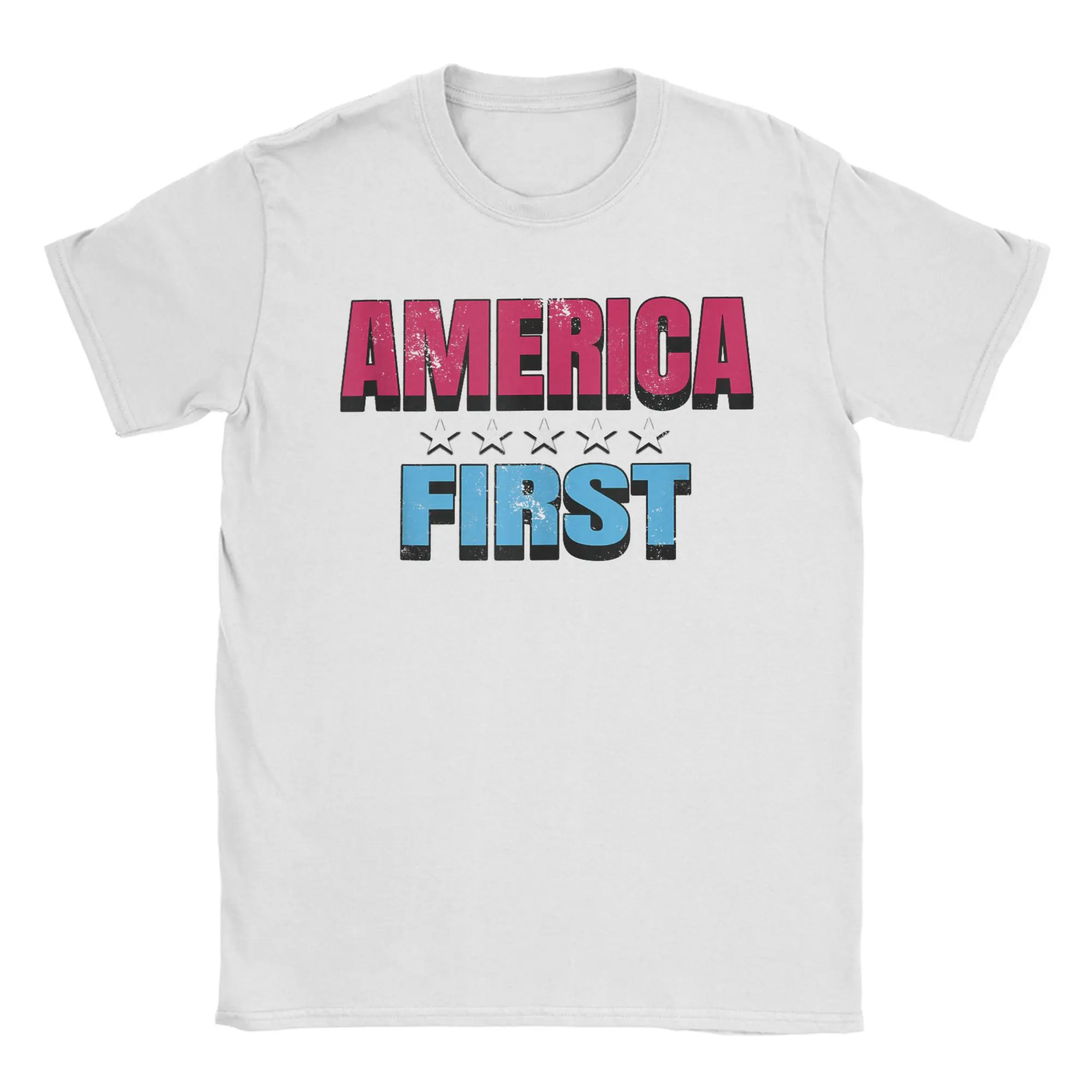 

America First T Shirts Men's 100% Cotton Vintage T-Shirt Round Neck Tee Shirt Short Sleeve Clothing Classic