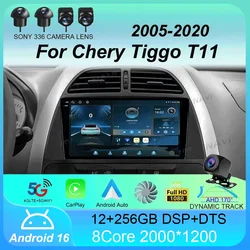 Android 16 Car Radio Wireless Carplay Auto For Chery Tiggo T11 2005-2020 Multimedia Video Player Navigation GPS WIFI 4G Stereo