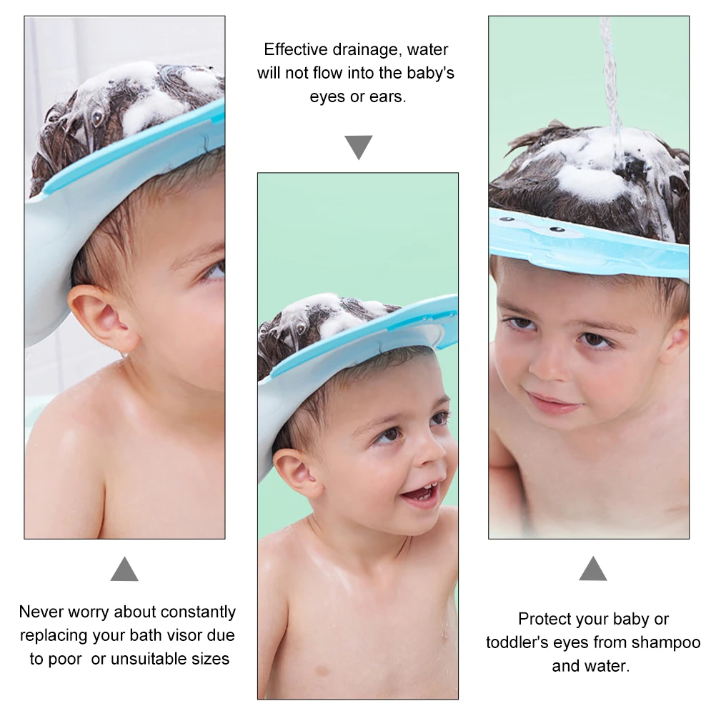 

Waterproof Shampoo Hat Baby Bath Cap Infant Shower Accessories Blue Children Bathing Visor Adjustable Design Protect Eyes Ears