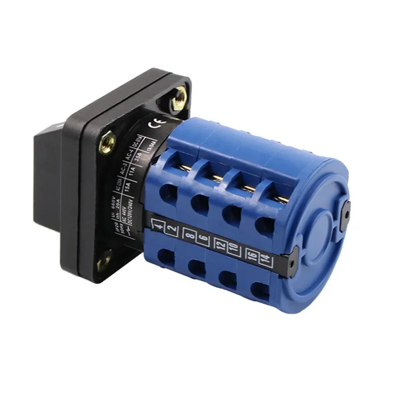 Changeover Rotary Cam Switch 660V 20A 8 Position Rotary Switch 16 Terminals 4 Poles Control Motor Electric Switch