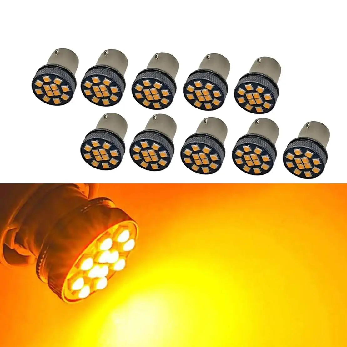 

10Pcs 12V LED 12SMD 1156 DRL Turn Signal Parking Tail Light Lamp Bulbs Fit For Car Truck Bus