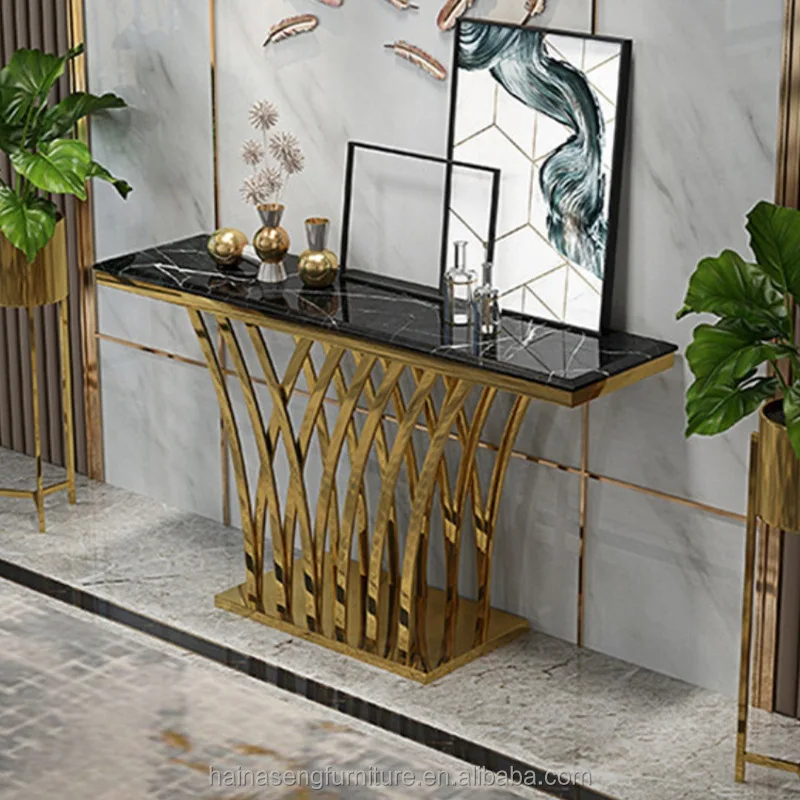 Golden Stainless Table Stands Cake Base Stands Stainless Steel Marble Hotel Lobby Table Party Decorations