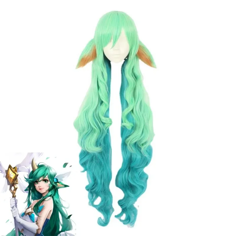 Disfraz de Cosplay del juego LOL Star Guardian of Soraka para mujer, peluca Starchild, orejas de cuerno, vestido de Lolita de Anime, traje verde Sexy para Halloween