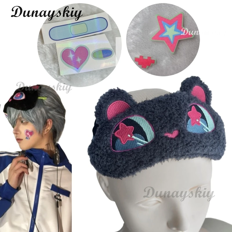 

Till Anime Alien Stage Cosplay Costumes Eye Cover Unisex Warm Sleeping Mask Silver Grey Hair Men cosplay anime Stage Show Set