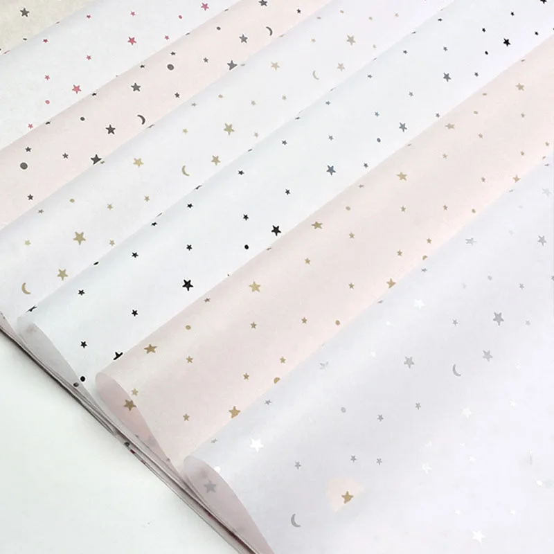 5Pcs/Set 50*70cm Star Moon Wrapping Paper Bouquet Gift Box Packing Gift Liner Flower Wrapping Paper