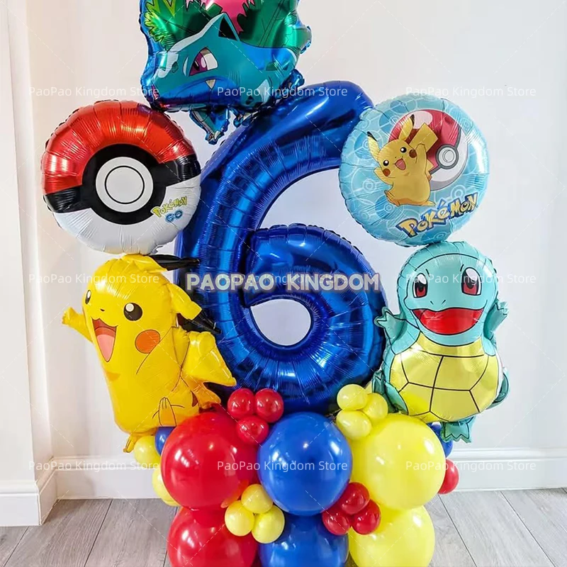 Pokemon Party-Luftballons Cartoon Pikachu Folienballon-Set Baby-Shower Geburtstagsparty-Dekorationen Klassische Geschenke für Kinder