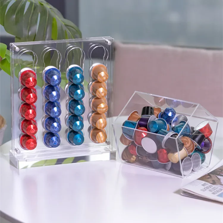 

48 PCS Acrylic Nespresso Coffee Capsule Holder Stand Coffee Sets Pod Storage Shelves Storage Dispensing Tower Display