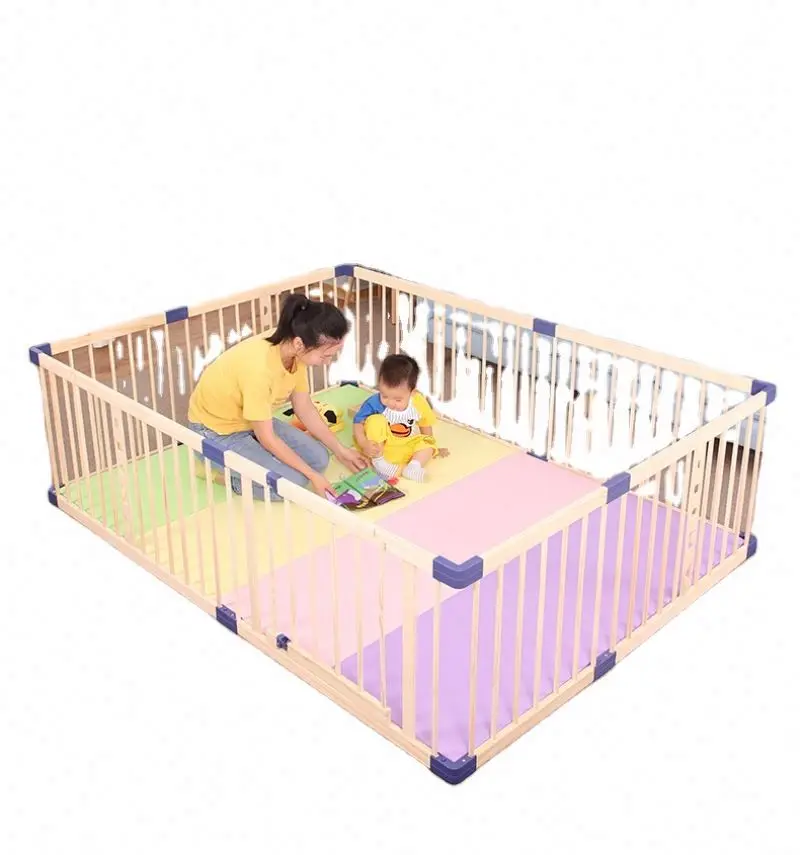 Modern simple baby playpen indoor  solid wood children's protective fence