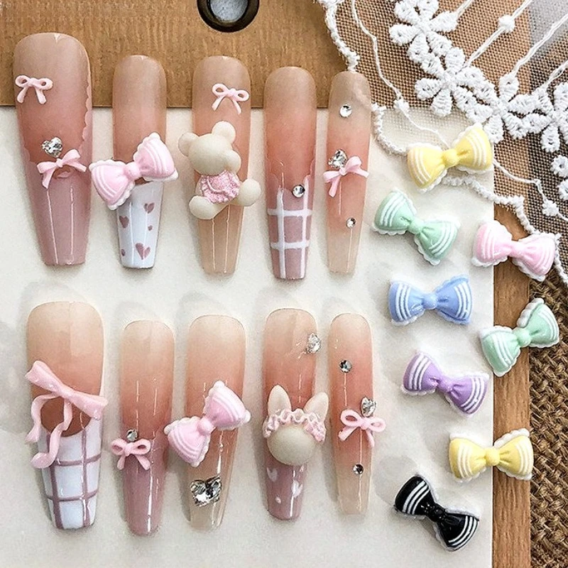 Hars Strik Lint Leuke Vlinderdas Kleurrijke Sexy Luipaard Charme Koreaanse Nail Art Decoratie DIY Manicure Tool Accessoires Groothandel