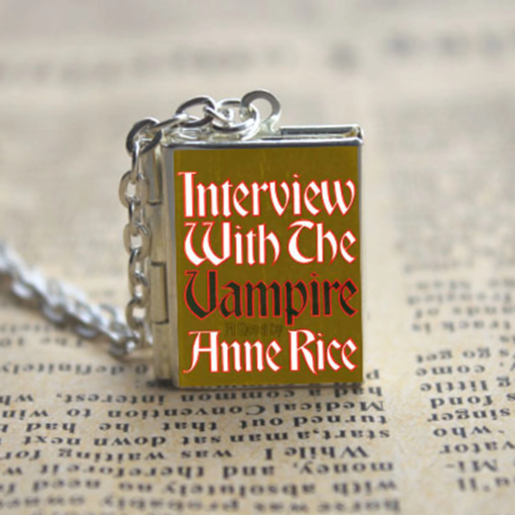 Interview With the Vampire  Anne Rice Book Cover Locket Necklace Keyring silver & Bronze tone jewelry
