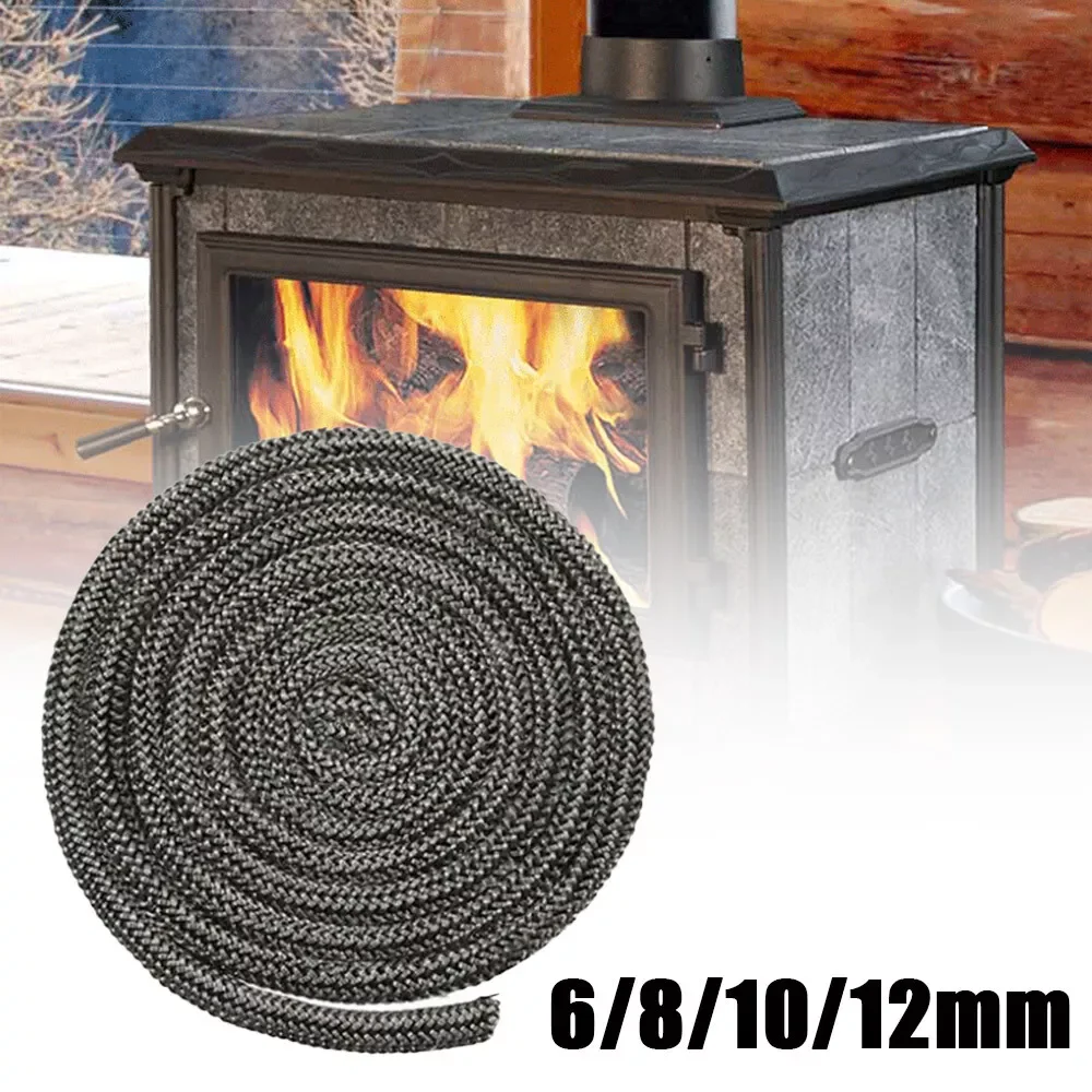 Stove Rope 6/8/10/12mm x 2M Length Wood Log Burner Fire Door Seal Kit Wood Stove Gasket Fireplace Wooden Stove Accessories