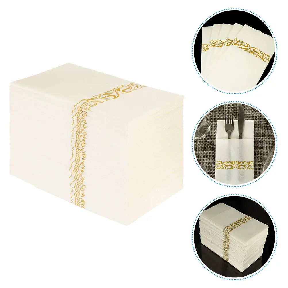 50Pcs Table Napkins Cutter Packaging Papers Flatware Pocket Wrapping Napkins Soft Supple Linen Feel for Party Banquet Picnic