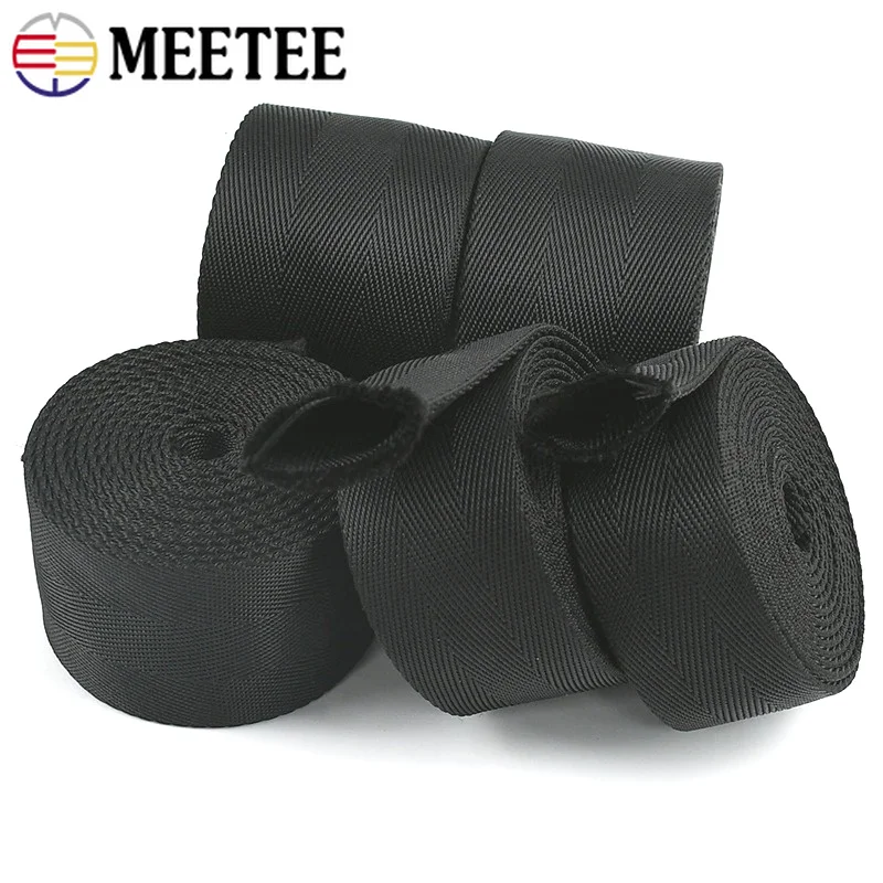 32/38/45/50/55mm 32-55mm Black Tubular Webbing Tape Backpack Rucksack Strap Band Repair DIY Sewing Replacement Bag Accessories