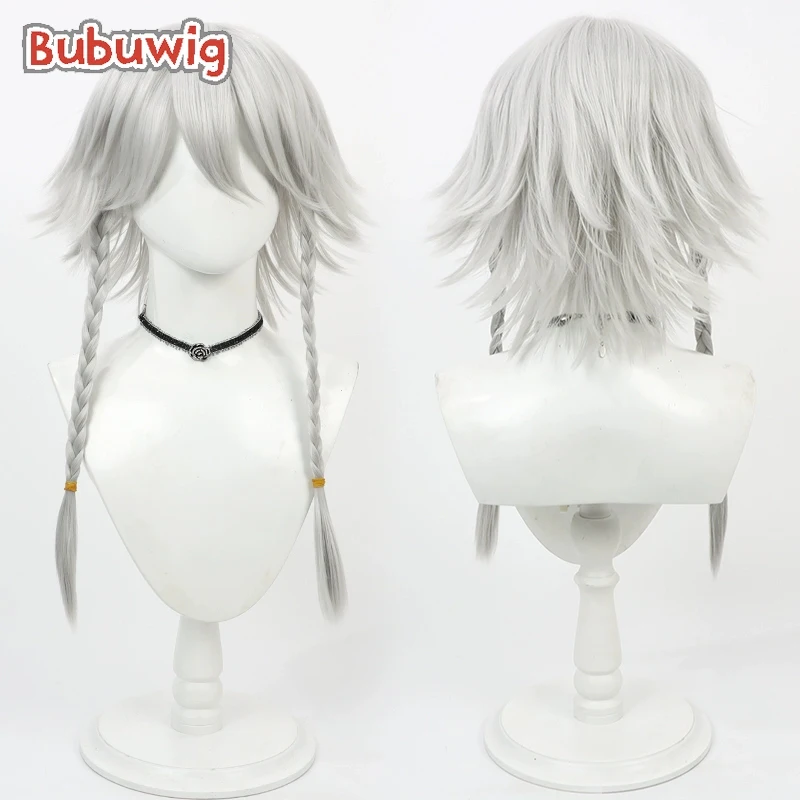 Bubuwig pelo sintético Sakuya Izayoi pelucas de Cosplay Touhou Sakuya Izayoi juego de rol peluca larga recta plateada blanca resistente al calor