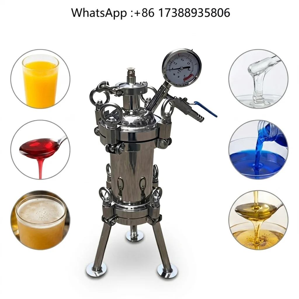 Stainless Steel Food Dairy Drinks Pressure Vessel Flat Cover Bag Filter Reverse Osmosis 2L/Hour Precision Filtration