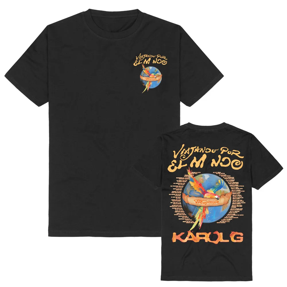 

KAROL G VIAJANDO POR EL MUNDO TROP TOUR 2026 T-shirt Summer Cotton Short Sleeve Female Tshirts Graphic Merch Unisex Streetwear