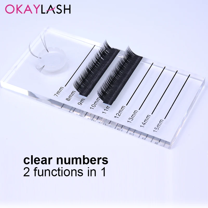 Clear Crystal Eyelash Extension Scale Board Mark Pad  2 In 1 Acrylic Graft Lash Pallet Plate With Glue Holder Cup Accessories