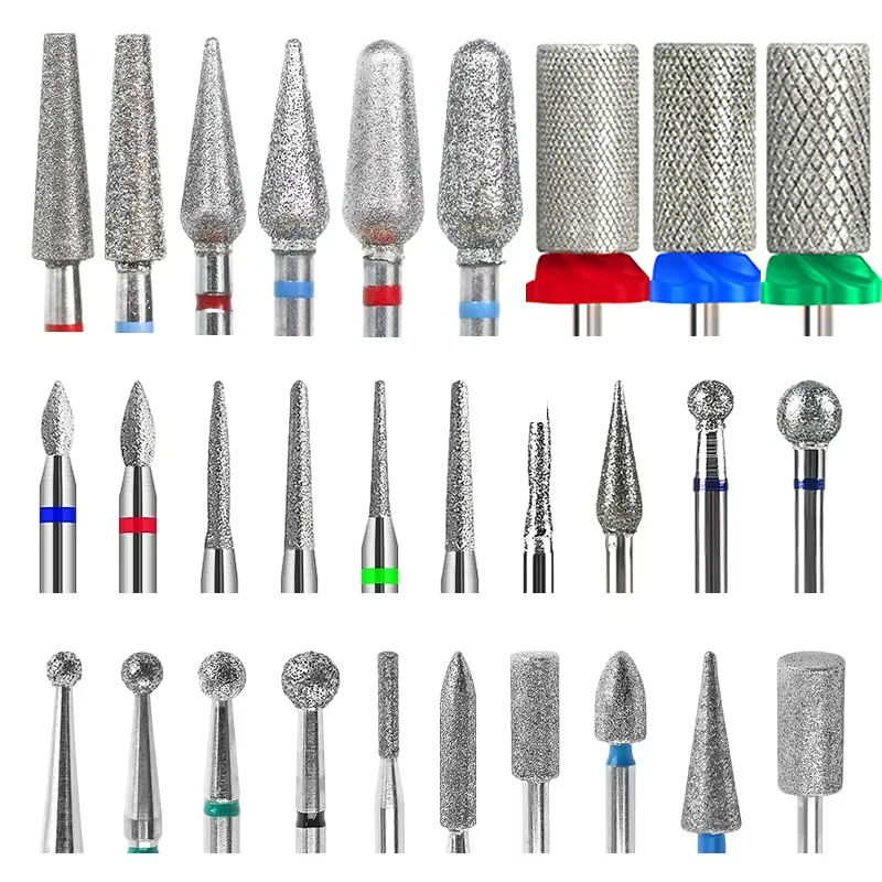 Diamond Ceramic Nail Drill Bits Milling Cutter for Manicure Left Right Rotary Cuticle Files Buffer DIY Nails Accessories Tools