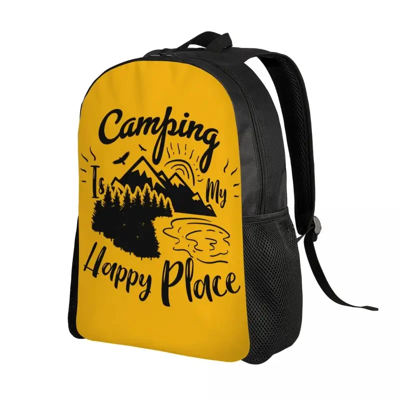 Camping Happy Place Laptop Backpack Men Women Basic Bookbag for School College Students Hiking Mountain Bag