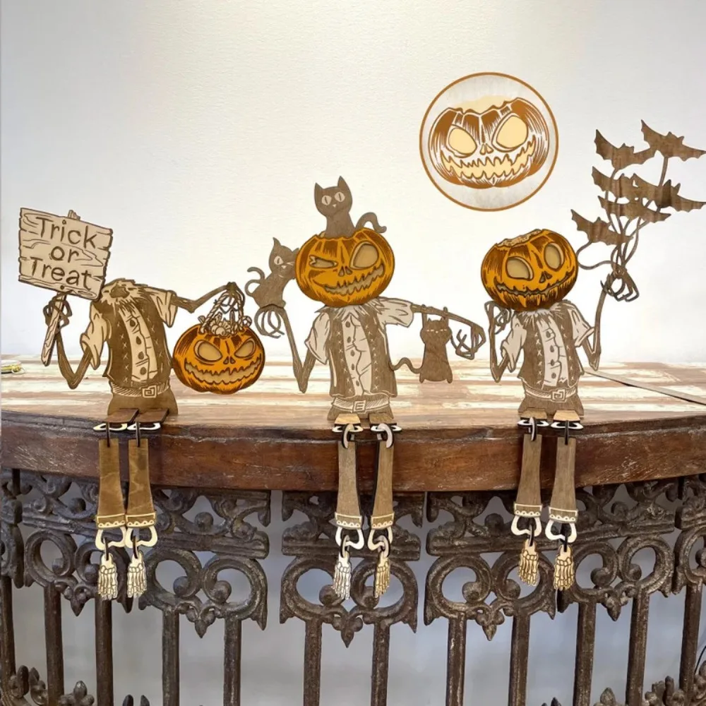 Nueva calabaza fantasma decoración de madera gótico Halloween Caballero serie fiesta divertida atmósfera ornamento niños regalo de cumpleaños