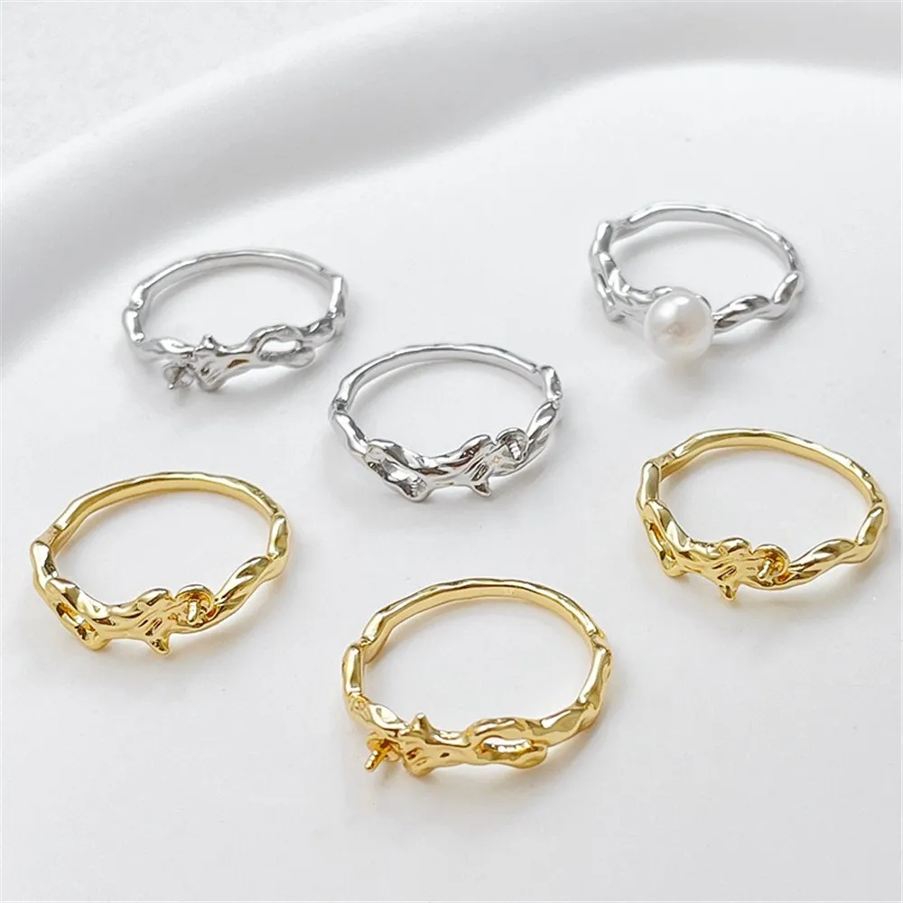 

Plated Real Gold Ins Daily Niche Vine Bag Gold Ring DIY Homemade Daily Ring Ring Ring Holder Accessories