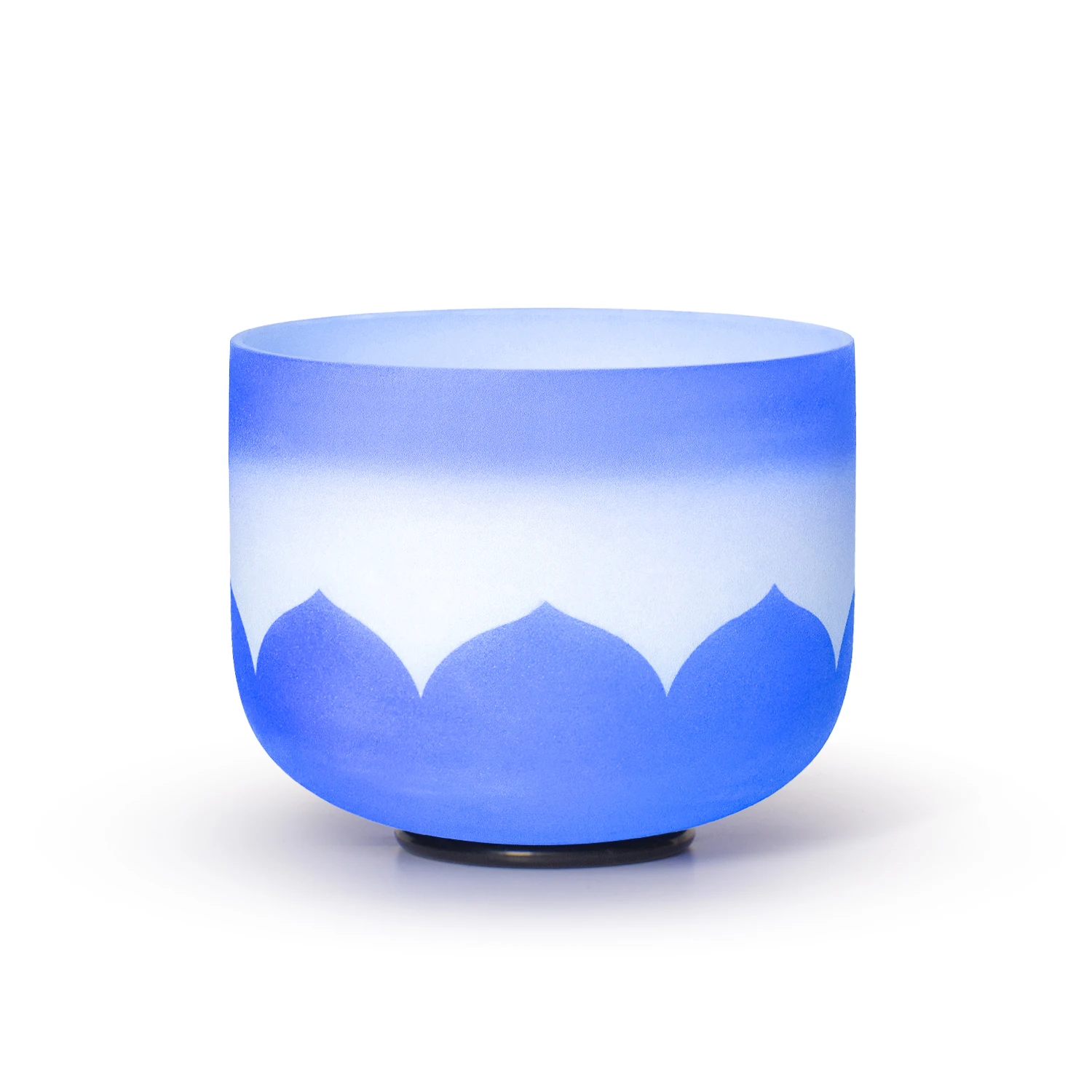 KVKA 7 Inch A Note Frosted Singing Bowl with Lotus Design Third Eye Chakrafor Yoga Bath Healing, Frosted Quartz Crystal