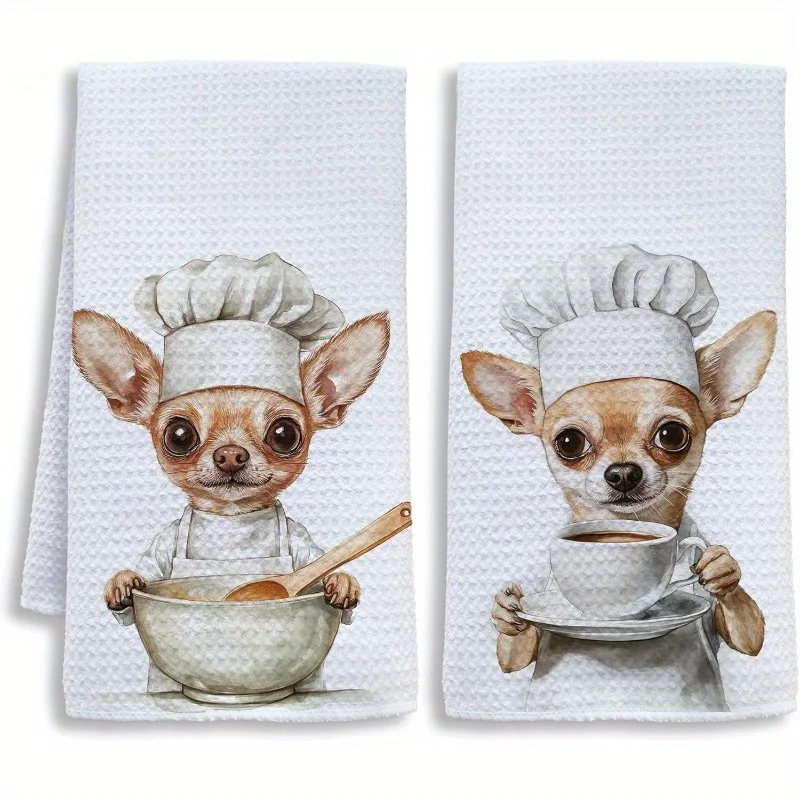 Aliexpress 2 fun chef chihuahua kitchen towels, women's gift dishwashing tea towels, ideal kitchen decorative hand towels - Aliexpress Deal