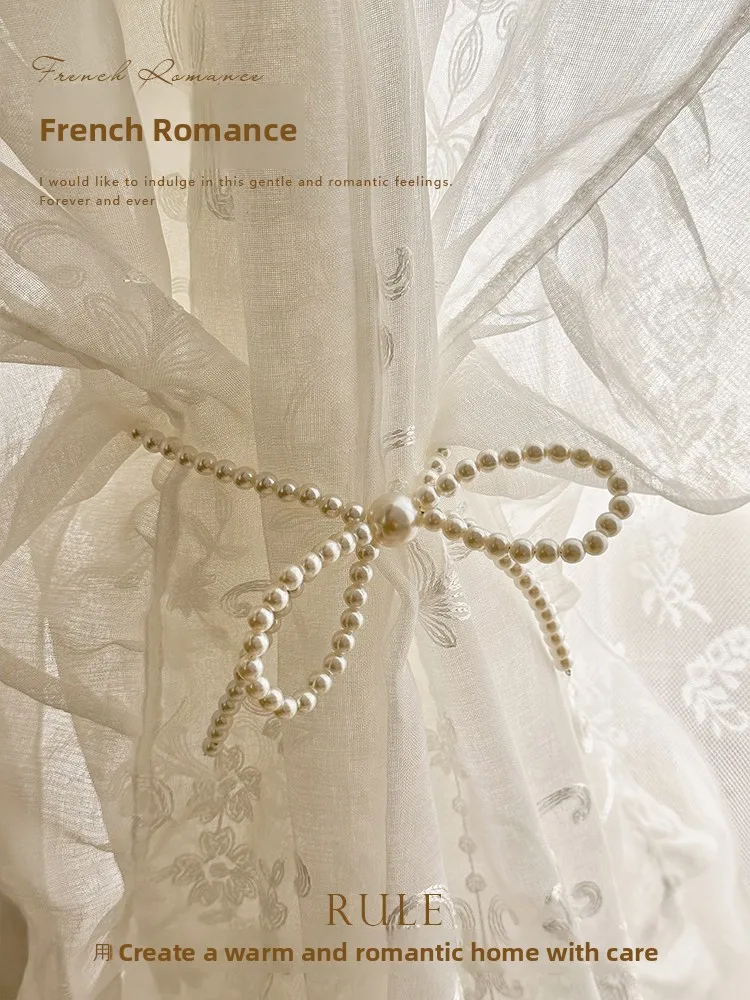 

Pearl Curtain Tie Magnetic Bule eer Curtain Bow Knot Accory Korean Sle Home Fabric Window Treaent