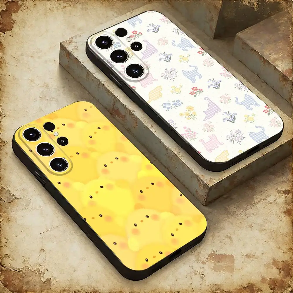 

Cute Chicken Flower Pattern Phone case For Samsung Galaxy A56,36,26,16,76,55,35,25,15,54,34,24,14 Soft Silicone Black Cover